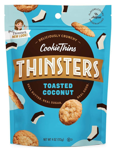 Mrs. Thinster's Cookie Thins, Toasted Coconut, 4 Ounce (Pack of 12) - Oasis Snacks