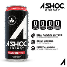 Load image into Gallery viewer, A SHOC Energy Drink, Passion Fruit, 16oz (Pack of 12)