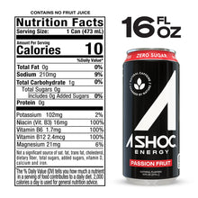 Load image into Gallery viewer, A SHOC Energy Drink, Passion Fruit, 16oz (Pack of 12)