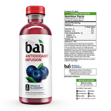 Load image into Gallery viewer, Bai Flavored Water, Brasilia Blueberry, Antioxidant Infused Drinks, 18 fl oz (Pack of 12) - Oasis Snacks