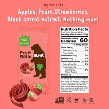 Load image into Gallery viewer, BEAR Real Fruit Snack Rolls, Strawberry, 0.7oz (Pack of 12)