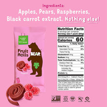 Load image into Gallery viewer, BEAR Real Fruit Snack Rolls, Raspberry, 0.7oz (Pack of 12)