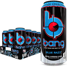 Load image into Gallery viewer, BANG Energy Drink, Blue Razz, 16oz Cans (Pack of 12) - Oasis Snacks