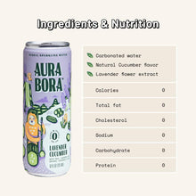 Load image into Gallery viewer, Aura Bora Herbal Sparkling Water, Lavender Cucumber, 12oz (Pack of 12) - Oasis Snacks