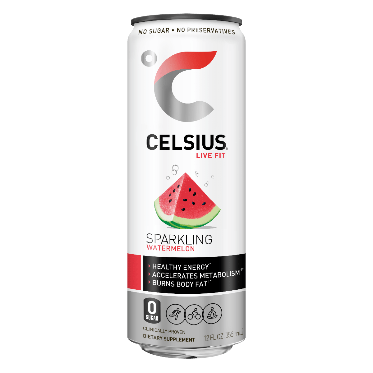 CELSIUS Sparkling WATERMELON Fitness Drink, ZERO Sugar, 12oz Slim Can