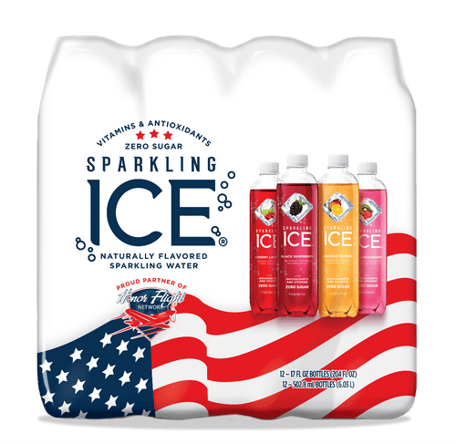 Sparkling Ice Naturally Flavored Sparkling Water, Purple 4 Flavor Variety, 17 oz (Pack of 12) - Oasis Snacks