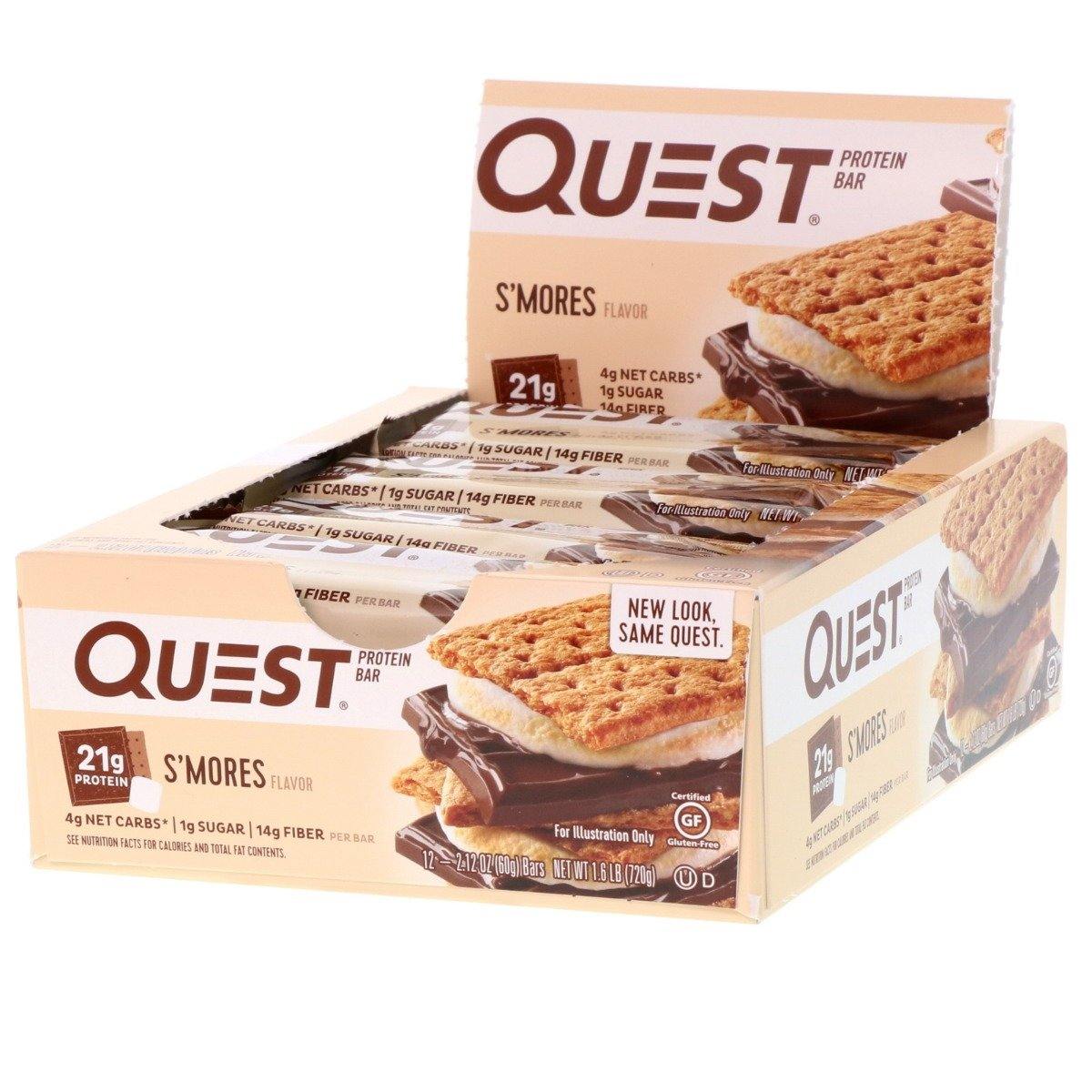 Quest Nutritional 21g Protein Bars, S'Mores, 2.12oz (Pack of 12 ...