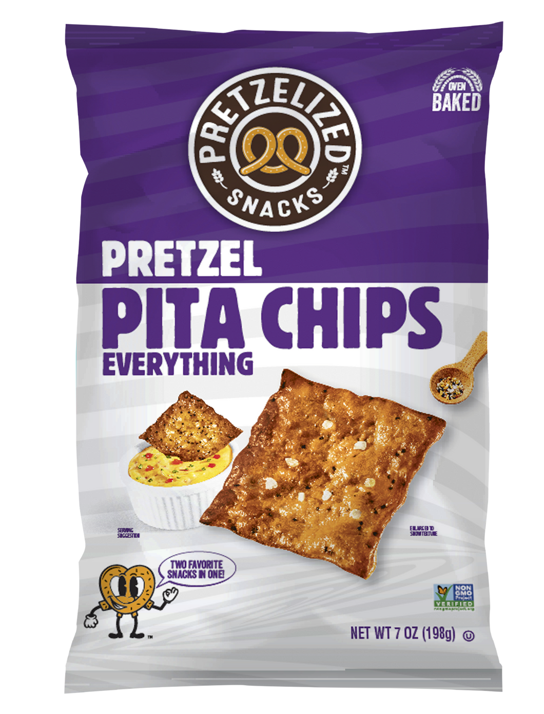 PRETZELIZED Pretzel Pita Chips, Everything Flavored, 7oz Bag - Multi-Pack