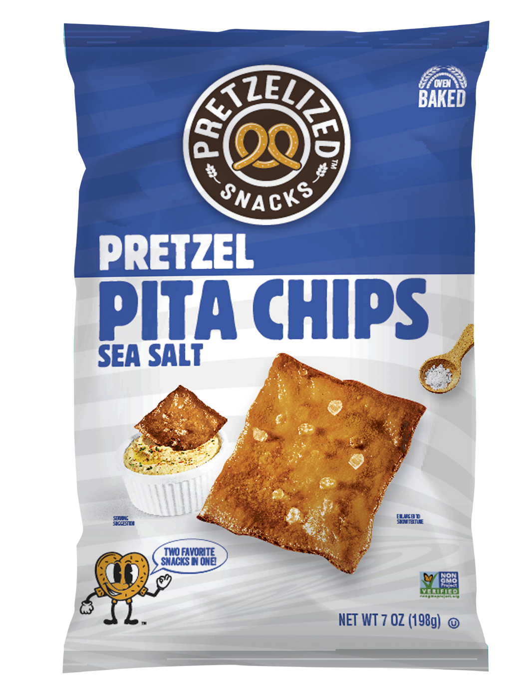 PRETZELIZED Pretzel Pita Chips, Sea Salt Flavored, 7oz Bag - Multi-Pack