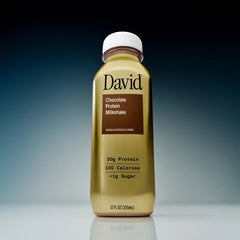 DAVID 30g Protein Milkshake, Chocolate, 12oz (Pack of 12)