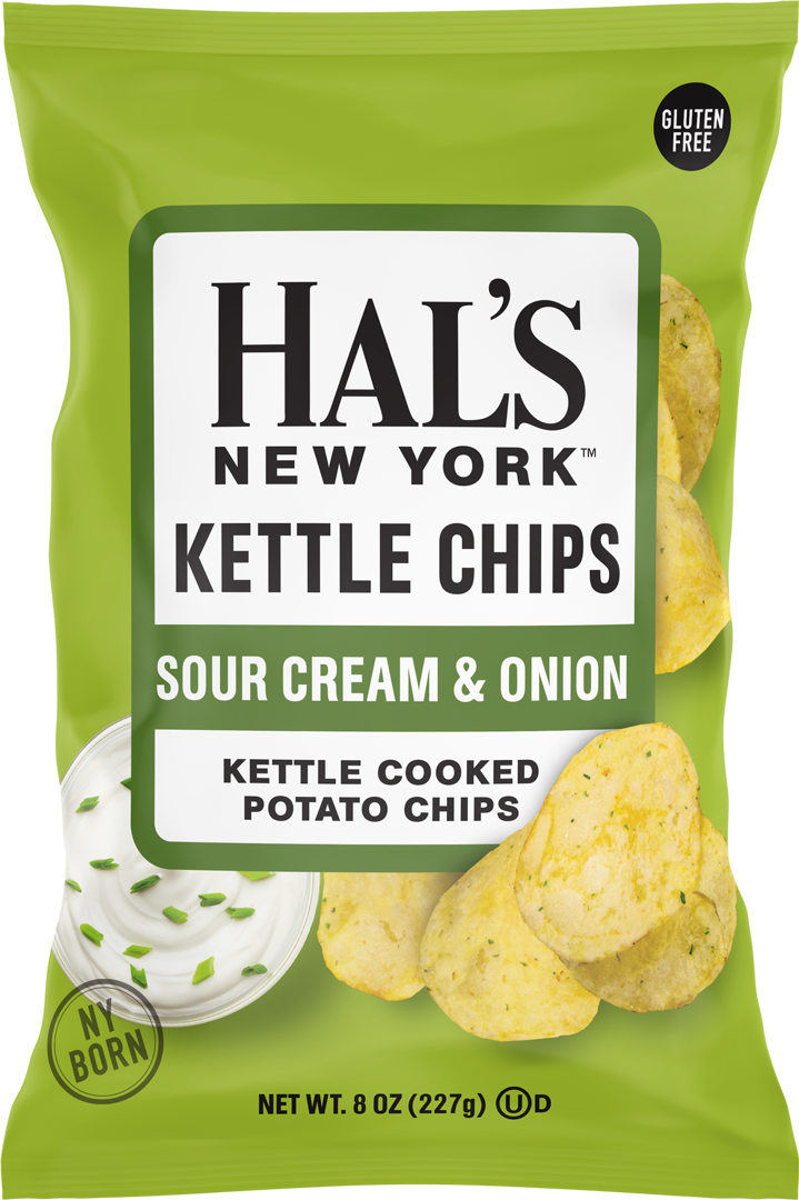 Hal's New York Potato Chips, Sour Cream & Onion, 8oz X-Large Bag