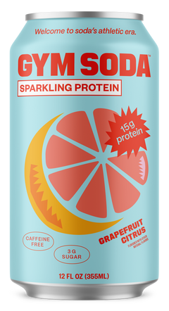 GYM SODA Sparkling Protein Soda, Grapefruit Citrus, 12oz (Pack of 12)