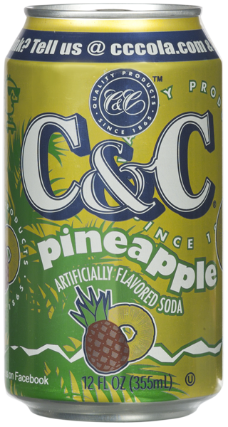 C&C Cola Soft Drink, Pineapple, 12oz (Pack of 24)