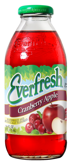 Everfresh Cranberry Apple Juice, 16oz Glass Bottle (Pack of 12)