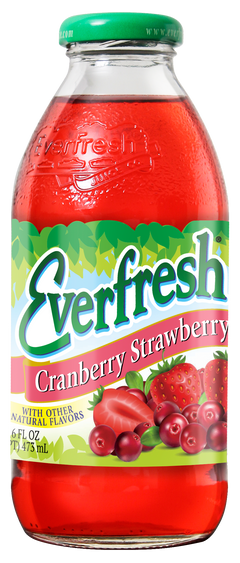 Everfresh Peach Cranberry Strawberry Juice, 16oz Glass Bottle (Pack of 12)