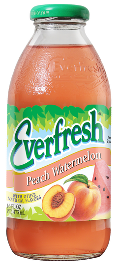 Everfresh Peach Watermelon Juice, 16oz Glass Bottle (Pack of 12)
