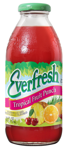 Everfresh Tropical Fruit Punch, 16oz Glass Bottle (Pack of 12)