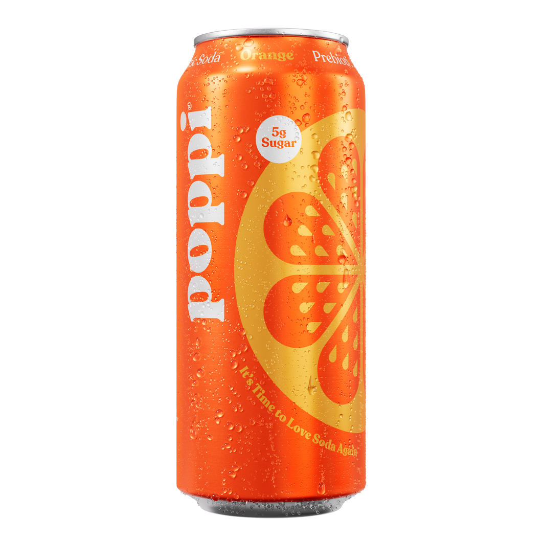 Poppi Prebiotic Soda, Orange, 16 oz (Pack of 12)