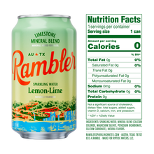 Load image into Gallery viewer, Rambler Sparkling Water, Lemon Lime, 12oz (Pack of 8)
