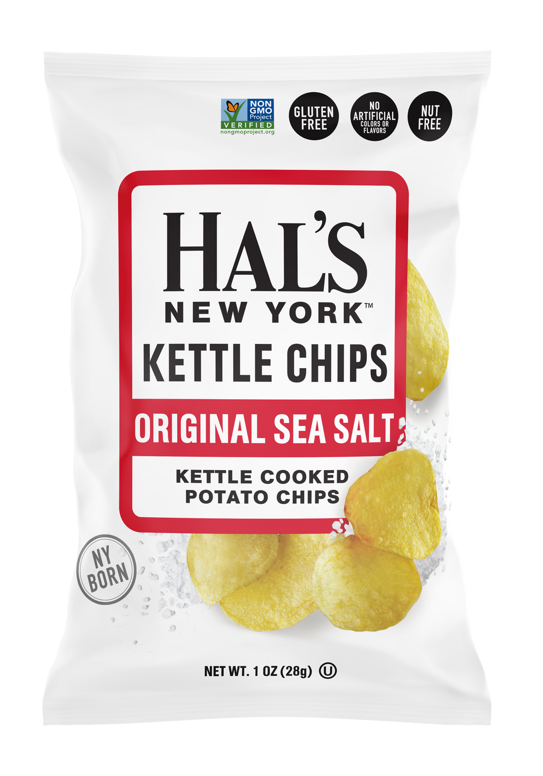 Hal's New York Kettle Cooked Potato Chips, Sea Salt, 1 oz Single Serve Bags (Pack of 60)