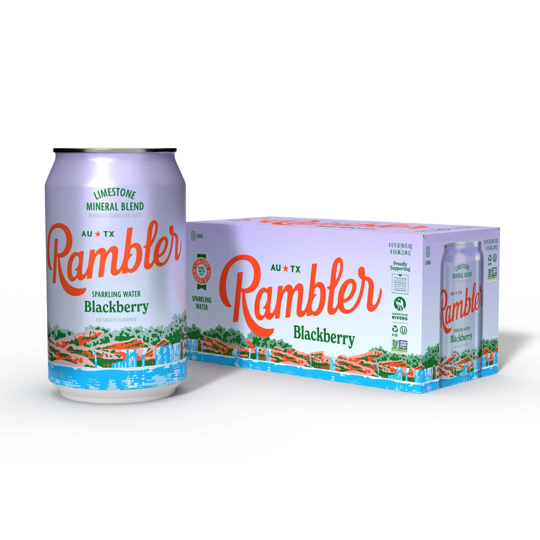 Rambler Sparkling Water, Blackberry, 12oz (Pack of 8)
