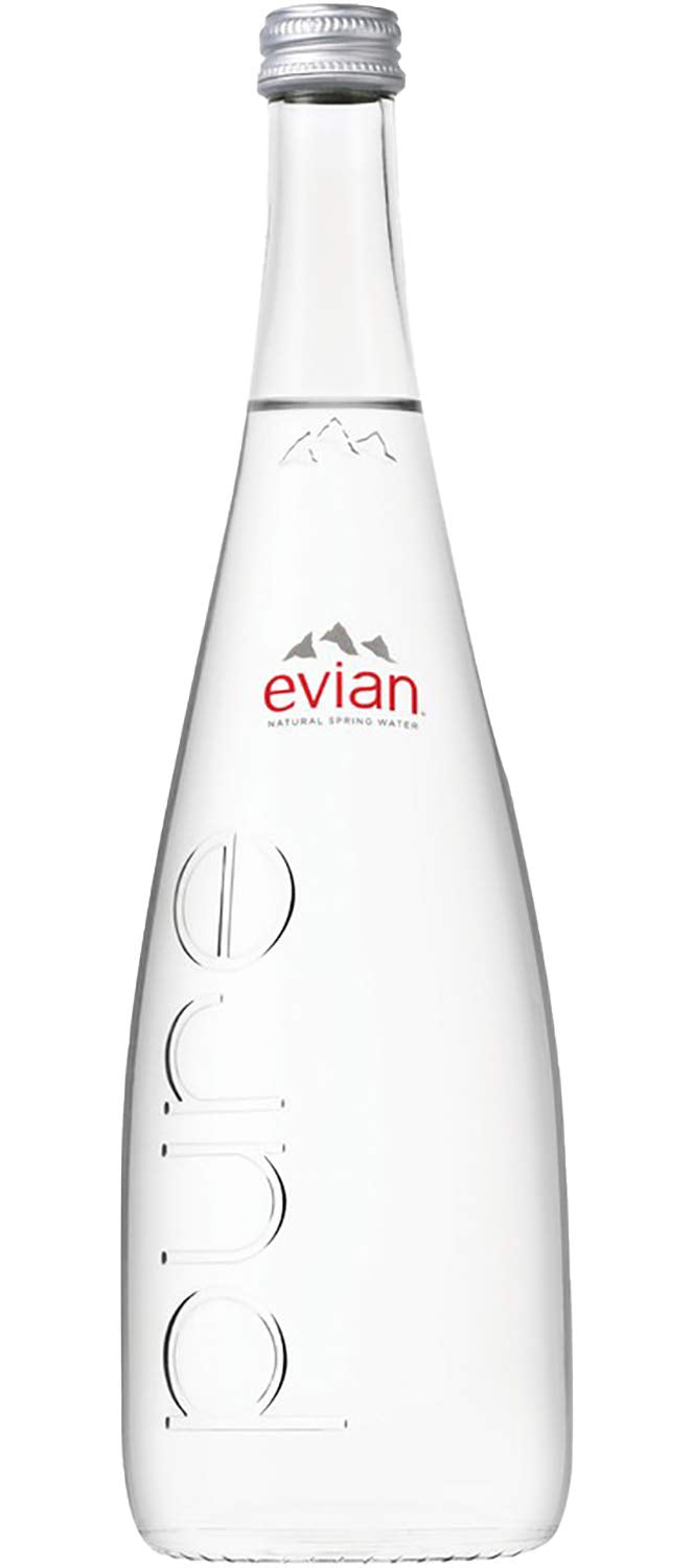 Evian Natural Spring Water, 750ml Glass Bottles (Pack of 12) – Oasis Snacks