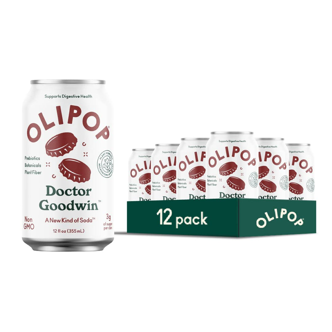 Olipop Sparkling Prebiotic Soda, Doctor Goodwin, 12oz (Pack of 12)