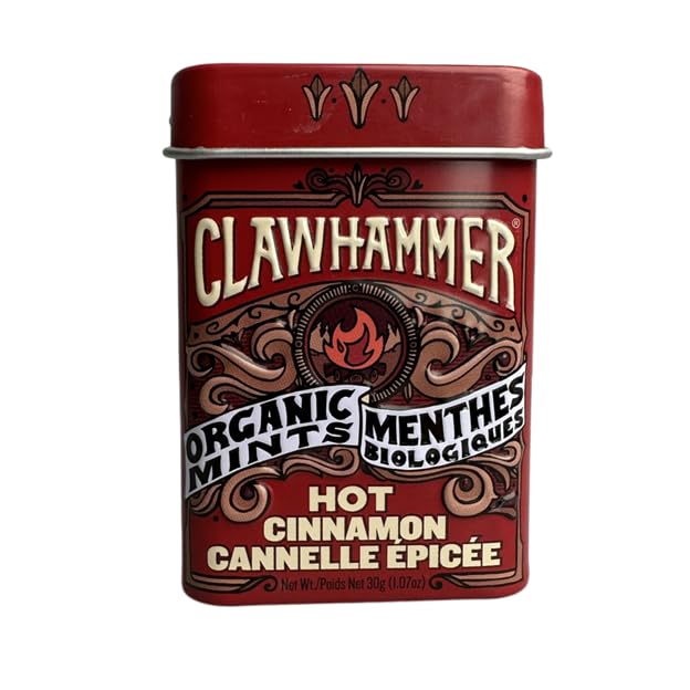 Clawhammer Organic Mints, Hot Cinnamon, 1.07oz (Pack of 12)