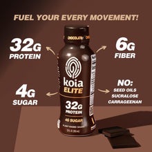 Load image into Gallery viewer, Koia ELITE Plant Based 32g Protein Shake, Chocolate, 12oz (Pack of 12)
