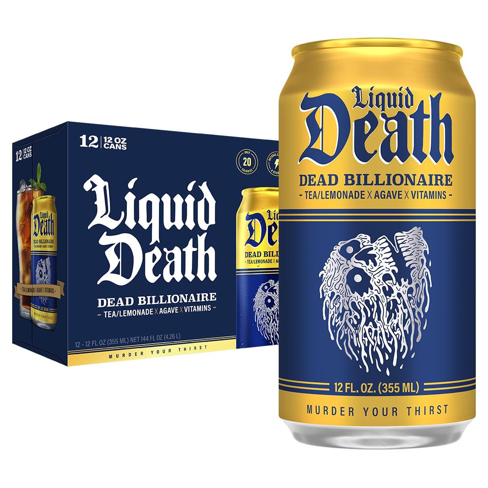 Liquid Death Iced Tea, Dead Billionaire, 12oz (Pack of 12)