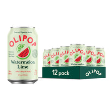 Load image into Gallery viewer, Olipop Sparkling Prebiotic Soda, Watermelon Lime, 12oz (Pack of 12)
