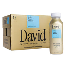 Load image into Gallery viewer, DAVID 30g Protein Milkshake, Vanilla, 12oz (Pack of 12)

