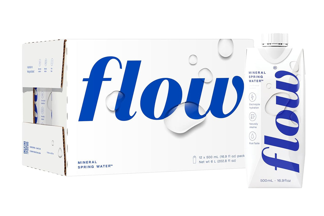 Flow Alkaline Spring Water, 16.9oz (Pack of 12)