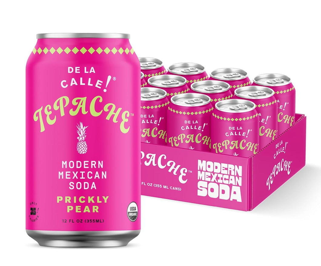 De La Calle Tepache Modern Mexican Soda, Prickly Pear Cactus, 12oz (Pack of 12)