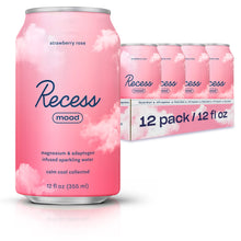 Load image into Gallery viewer, Recess Mood Magnesium &amp; Adaptogen Drink, Strawberry Rose, 12oz (Pack of 12)
