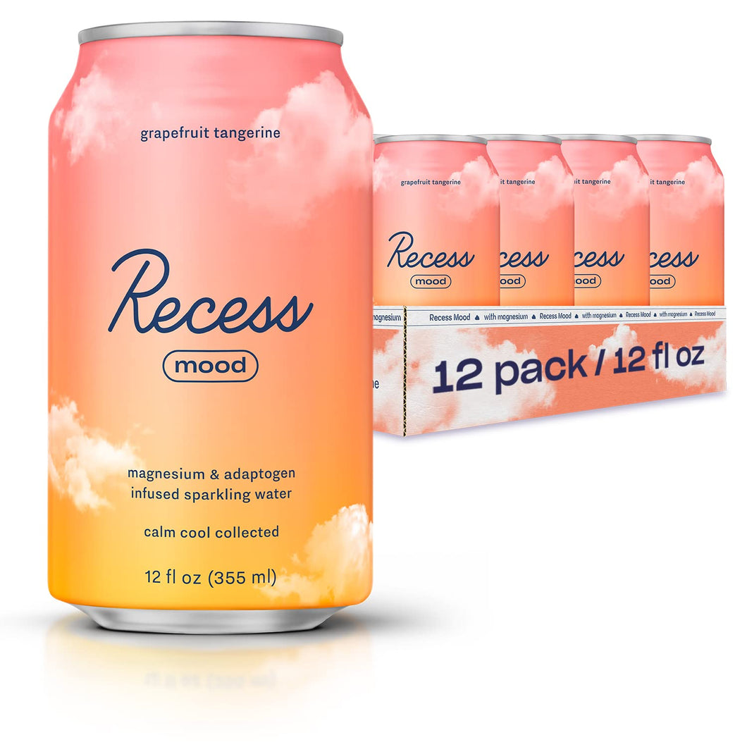 Recess Mood Magnesium & Adaptogen Drink, Grapefruit Tangerine, 12oz (Pack of 12)