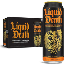 Load image into Gallery viewer, Liquid Death Sparkling Water, Squeezed to Death, 19.2oz King Size (Pack of 12)
