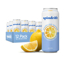 Load image into Gallery viewer, Spindrift Fruit Flavored Sparkling Water, Lemon, 16 oz Cans (Pack of 12)
