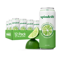 Load image into Gallery viewer, Spindrift Fruit Flavored Sparkling Water, Lime, 16 oz Cans (Pack of 12)
