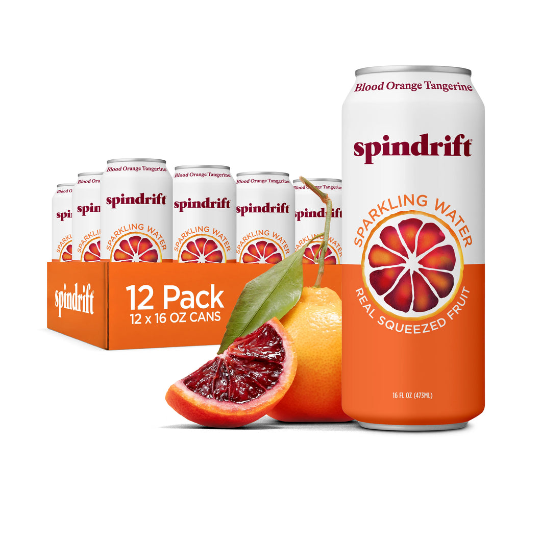 Spindrift Fruit Flavored Sparkling Water, Blood Orange Tangerine, 16oz (Pack of 12)