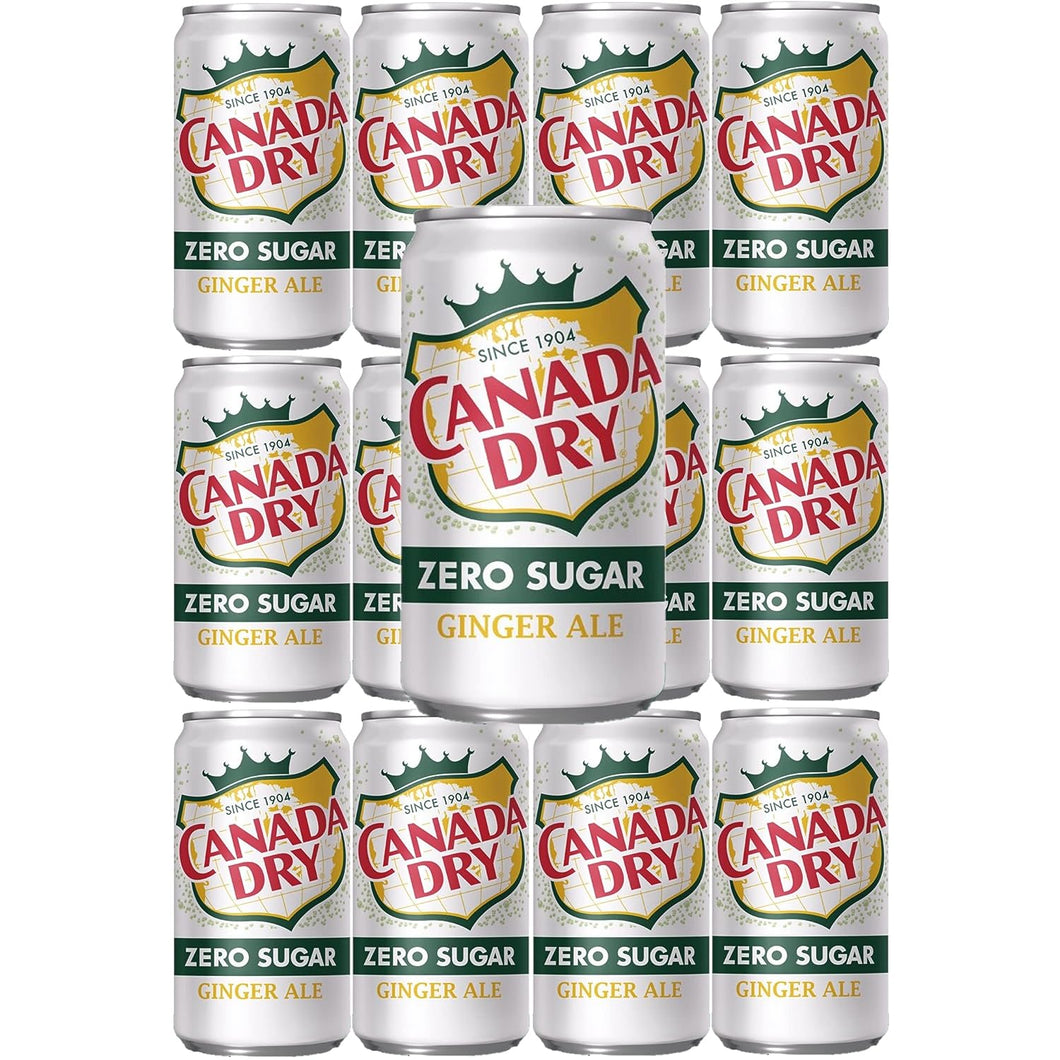Canada Dry Zero Sugar Ginger Ale, 7.5oz Mini Cans (Pack of 24)