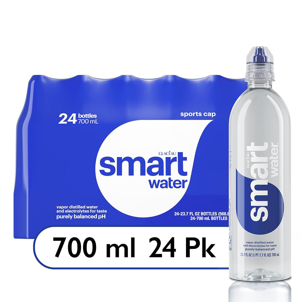 smartwater Vapor Distilled Water 700ml Sports Cap (Pack of 24)