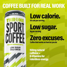 Load image into Gallery viewer, Throne Sport Cold Brew Coffee, Black, 11oz (Pack of 12)
