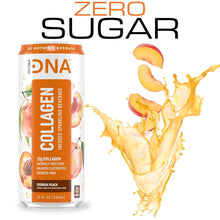 Load image into Gallery viewer, HydraDNA Collagen Infused Sparkling Drink, Peach, 12oz (Pack of 12)
