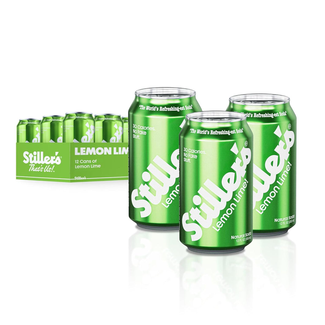 Stiller’s Soda, Lemon Lime, 12oz (Pack of 12)