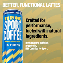 Load image into Gallery viewer, Throne Sport Cold Brew Coffee 10g Protein, French Vanilla Latte, 11oz (Pack of 12)
