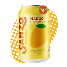 Load image into Gallery viewer, Sanzo Sparkling Water, Mango (Alphonso), 12oz (Pack of 12)
