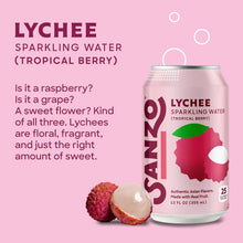 Load image into Gallery viewer, Sanzo Flavored Sparkling Water, Lychee (Berry), 12oz (Pack of 12)
