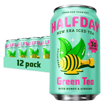 Load image into Gallery viewer, HALFDAY Prebiotic Tea, Green Tea with Honey &amp; Ginseng, 12oz (Pack of 12)
