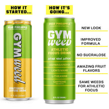Load image into Gallery viewer, GYM WEED Athletic Focus Drink, Pear Pineapple, 12oz (Pack of 12)
